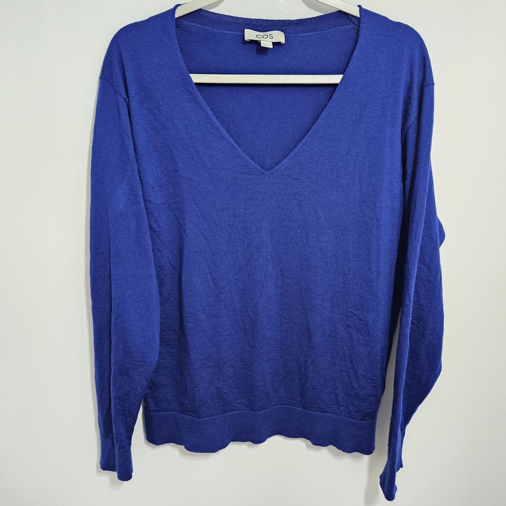 COS Womens 100% Wool Oversized Jumper Sweater Knitted Cobalt Blue S